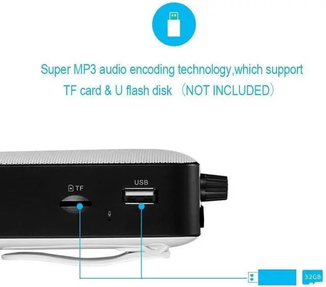 Alt view image 2 of 7 - Voice Amplifier Personal PA System18W with Wired Microphone Headset Portable Loud Speakers Support Recording Funtion Rechargeable Power Bankfor OutdoorsTeachersShowerBeachTour Guide(M500)