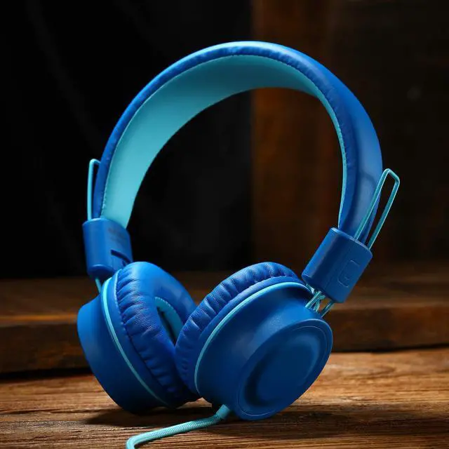 Alt view image 6 of 6 - iRAG J01 Kids Headphones Wired On-Ear Foldable 3.5mm Jack Cord, Ocean Blue | Stereo, Tangle-Free 5ft Cord For iPad, Kindle Fire, Laptop, Tablet, Toddlers, Boys, Girls, School, Travel, Airplane