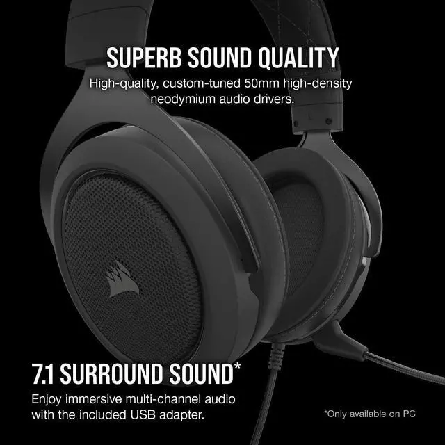 Alt view image 3 of 7 - HS60 PRO - 7.1 Virtual Surround Sound Gaming Headset with USB DAC - Works with PC Xbox Series X Xbox Series S Xbox One PS5 PS4 and Nintendo Switch - Carbon (CA-9011213-NA)