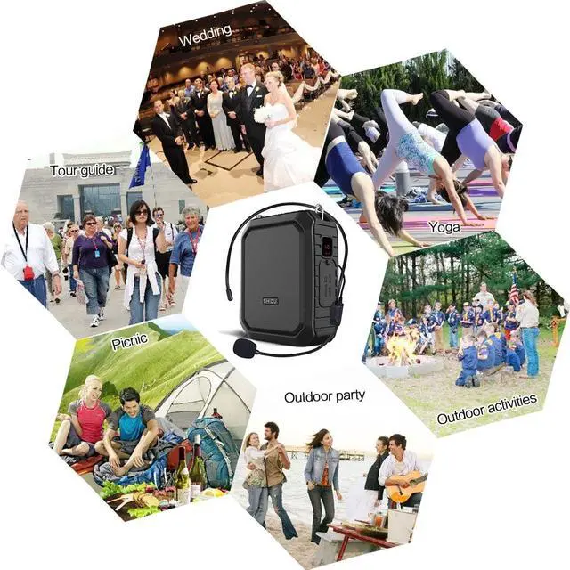 Alt view image 6 of 7 - Voice Amplifier with Wired Headset Mic 18W Portable Bluetooth Speaker Megaphone Waterproof IPX5 Loudspeaker Voice Recording Power Bank for Outdoor Activities Parties Teaching Meeting Training etc