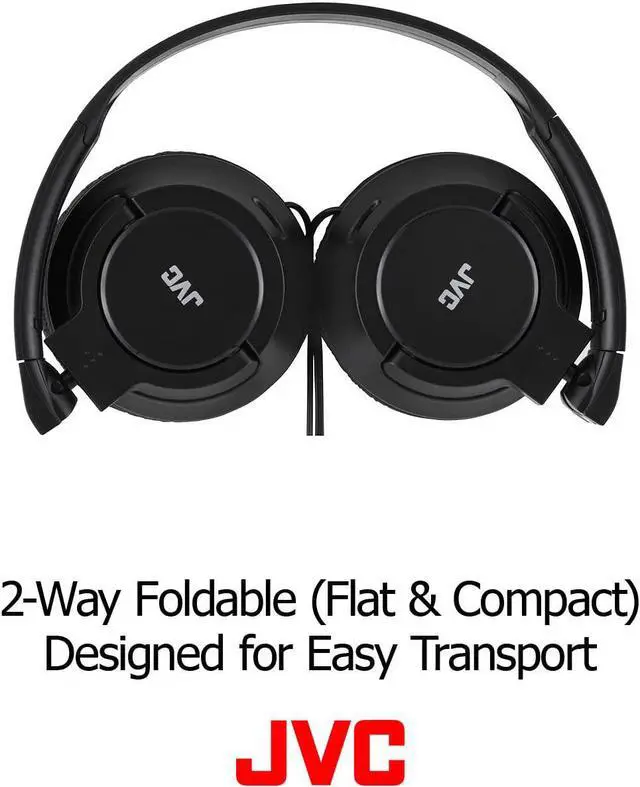 Alt view image 4 of 7 - JVC Lightweight Flat Foldable On Ear Colorful Lightweight Foldable Headband with Mic, Black (HASR185B)