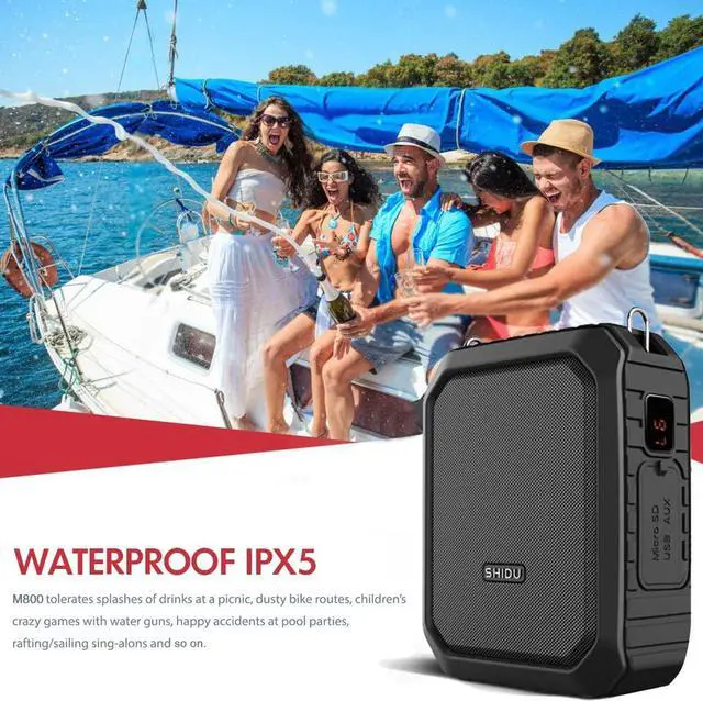 Alt view image 2 of 7 - Voice Amplifier with Wired Headset Mic 18W Portable Bluetooth Speaker Megaphone Waterproof IPX5 Loudspeaker Voice Recording Power Bank for Outdoor Activities Parties Teaching Meeting Training etc