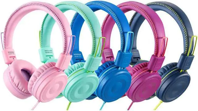 Alt view image 7 of 7 - POWMEE M1 Kids Headphones Wired Headphone for Kids,Foldable Adjustable Stereo Tangle-Free,3.5MM Jack Wire Cord On-Ear Headphone for Children (Pink)