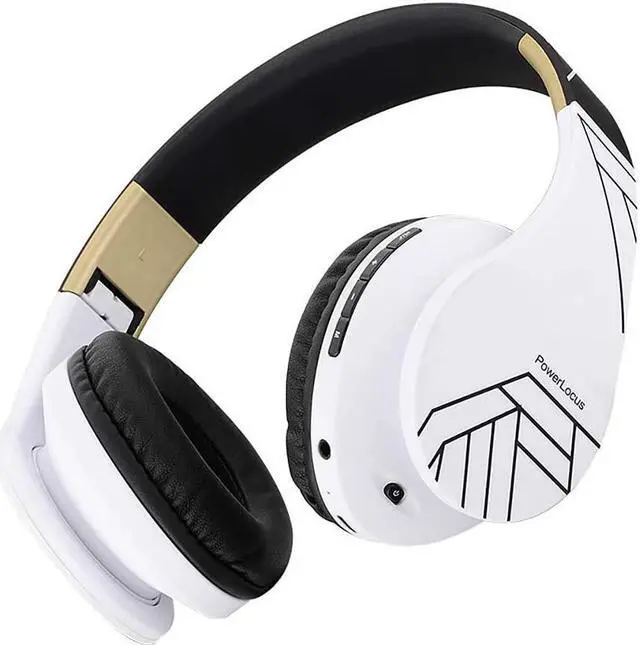 Alt view image 2 of 7 - PowerLocus Bluetooth Over-Ear Headphones, Wireless Stereo Foldable Headphones Wireless and Wired Headsets with Built-in Mic, Micro SD/TF, FM for iPhone/Samsung/iPad/PC (Black/White)