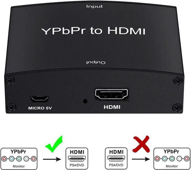 Alt view image 6 of 7 - Component to HDMI Adapter YPbPr to HDMI Coverter + R/L Component 5RCA RGB to HDMI Converter Adapter Supports 1080P Video Audio Converter Adapter for DVD PSP to HDTV Monitor
