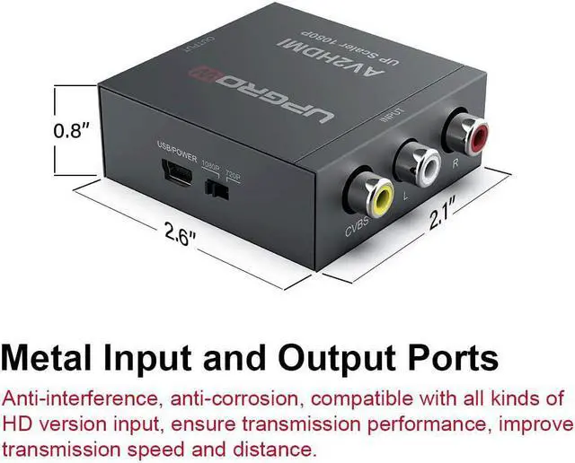Alt view image 4 of 7 - UPGROW RCA to HDMI Converter 1080P Mini CVBS to HDMI Composite Video Audio Converter AV to HDMI Converter Supports NTSC PC Laptop Xbox PS4 PS3 TV STB VHS VCR Camera DVD, UPGROWRCAH01