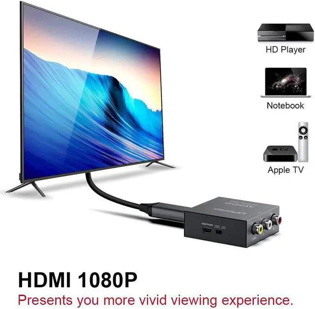Alt view image 3 of 7 - UPGROW RCA to HDMI Converter 1080P Mini CVBS to HDMI Composite Video Audio Converter AV to HDMI Converter Supports NTSC PC Laptop Xbox PS4 PS3 TV STB VHS VCR Camera DVD, UPGROWRCAH01