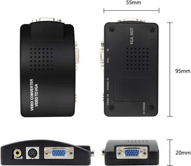 Alt view image 5 of 7 - PC Laptop Composite Video TV RCA Composite S-Video AV in to PC VGA LCD Out Converter Adapter Switch Box Black