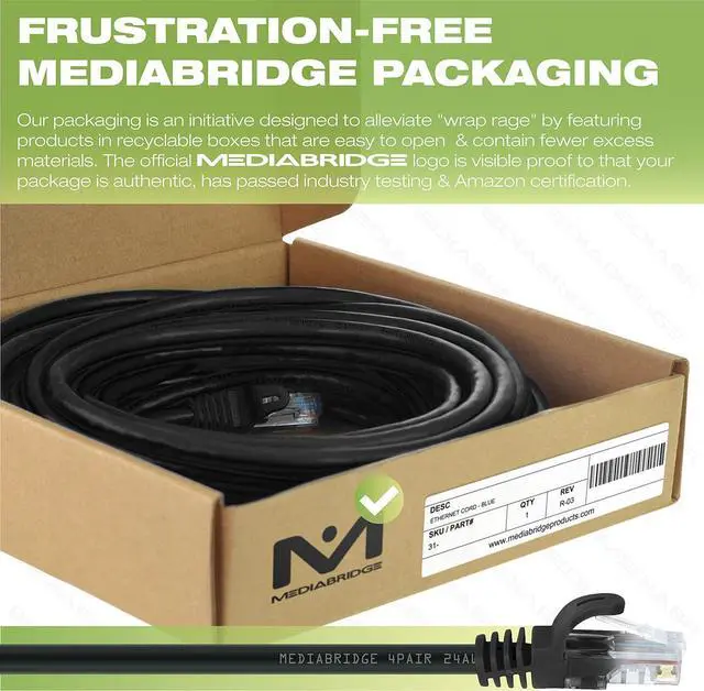 Alt view image 3 of 7 - Mediabridge Ethernet Cable (5-Pack - 3 Feet) Supports Cat6/5e/5, 550MHz, 10Gbps RJ45 - Multi-Color (Part# 31-699-03X5M)