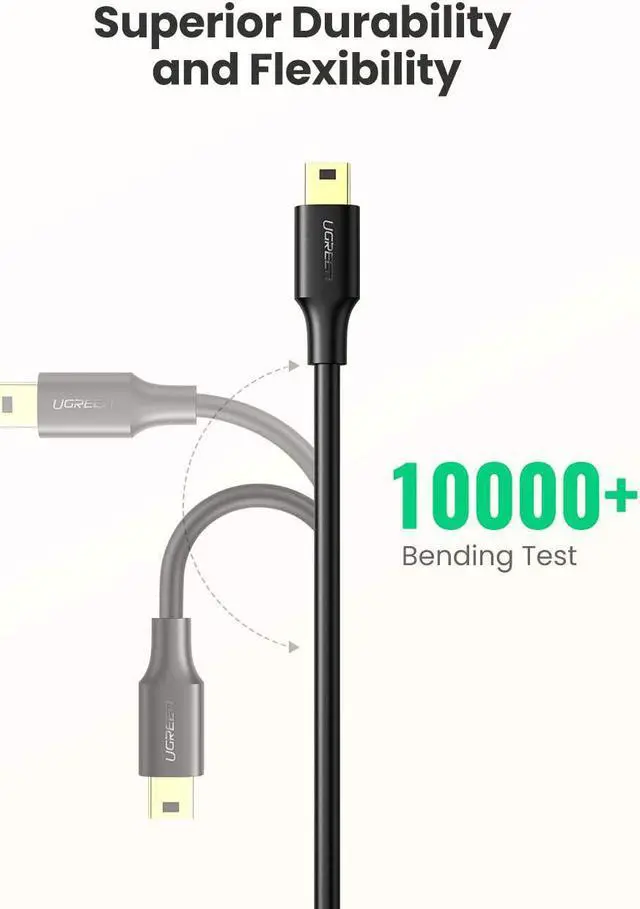 Alt view image 7 of 7 - UGREEN Mini USB Cable, A-Male to Mini-B Cord USB 2.0 Charger Cable Compatible with GoPro Hero 3+, PS3 Controller, Digital Camera, Dash Cam, MP3 Player, GPS Receiver, Garmin Nuvi GPS, SatNav, PDA 10 FT