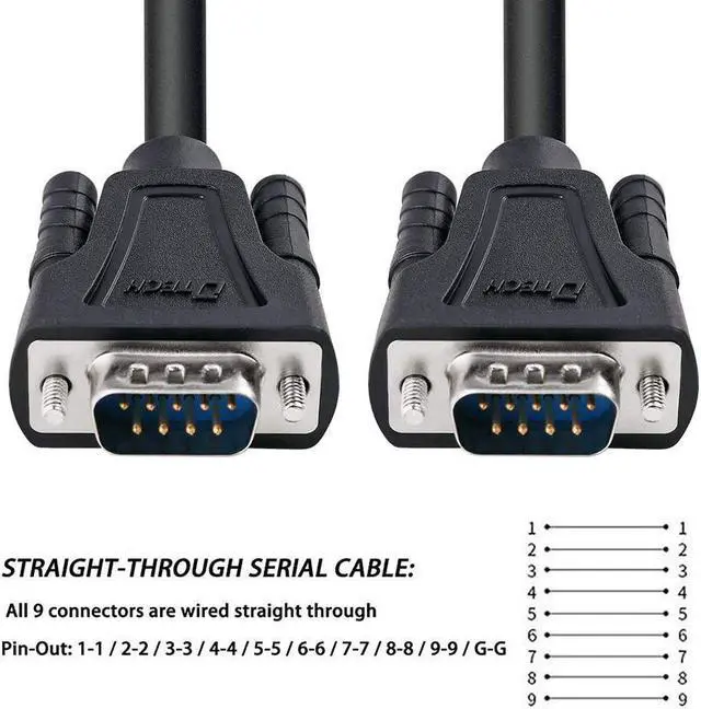 Alt view image 4 of 6 - DTech 1.5ft DB9 Serial Cable COM Port Male to Male RS232 Straight Through 9 Pin Data Cord (0.5 Meter, Black)