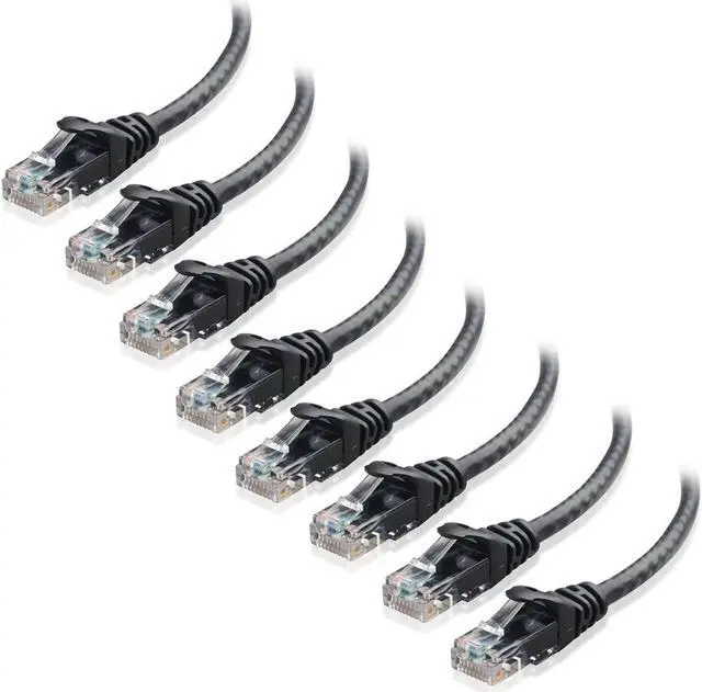 Main image of 8-Pack Snagless Short Cat5e Ethernet Cable 1 ft (Cat5e Cable Cat 5e Cable) in Black