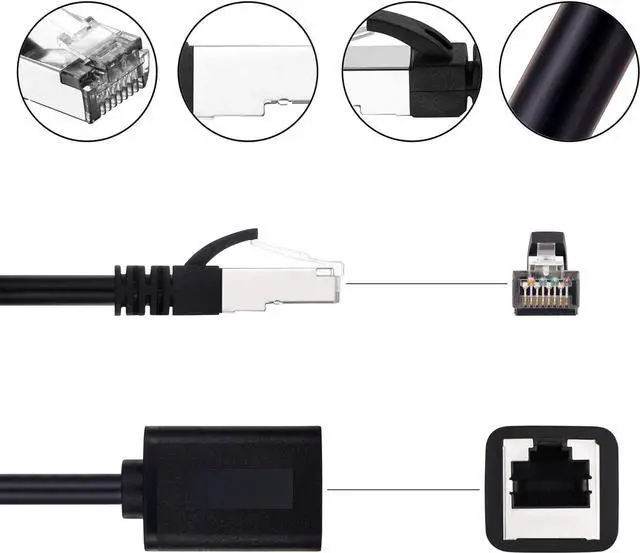Alt view image 6 of 6 - Ethernet Extension Cable 25 Ft, Shielded Network Cat6 Extension Patch Cable RJ45 Cords Shielded Male to Female Connector