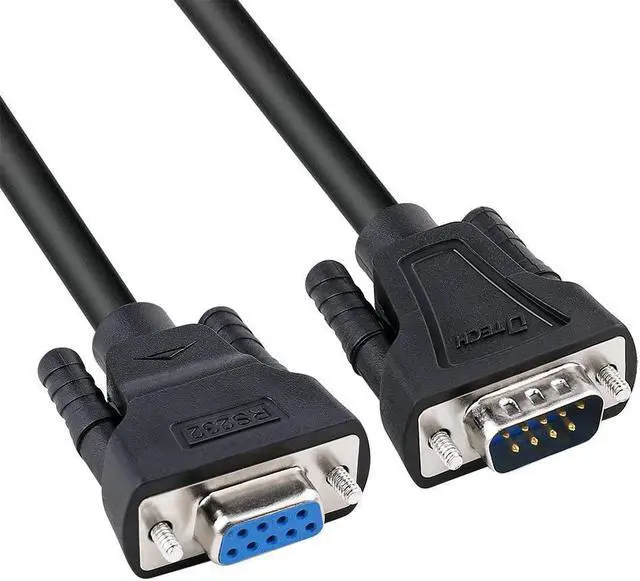 Main image of DTech 15ft DB9 RS232 Serial Cable Male to Female Extension Simple Null Modem Cord Cross TX RX Line 2 Pin Crossed for Computer Data Communication (15 Feet, Black)