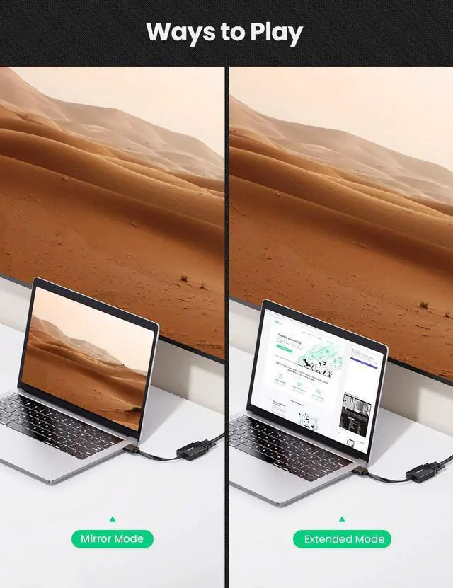 Alt view image 5 of 7 - UGREEN Active HDMI to VGA Adapter with 3.5mm Audio Jack HDMI Male to VGA Female up to 1080P for PC Laptop Ultrabook Raspberry Pi Chromebook Black