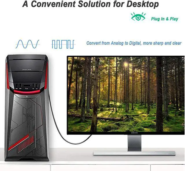 Alt view image 5 of 6 - VGA to HDMI Cable Benfei VGA to HDMI 6 Feet Cable with Audio Support and 1080P Resolution - VGA Input to HDMI Output