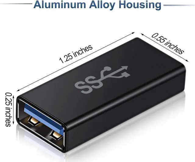 Alt view image 3 of 7 - USB Female to Female Adapter (3-Pack) USB 3.0 Female to Type A Female 3.0 Cable Coupler for Connecting Two USB Male Ends Cord Extension Connector (Black (Upgraded))