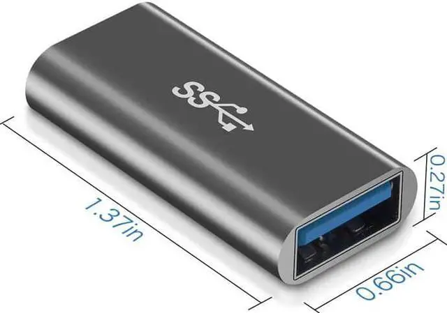Alt view image 6 of 6 - [2-Pack] Aluminum Type A Female to Female -Connector Converter USB 3.0 Coupler Adapter (Grey)