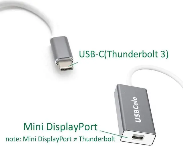 Alt view image 2 of 7 - USB-C (Thunderbolt 3) to Mini DisplayPort Adapter USBCele USB Type C to Mini Display Port 4K Cable Adapter for MacBook Pro iMac LED Cinema Display and More