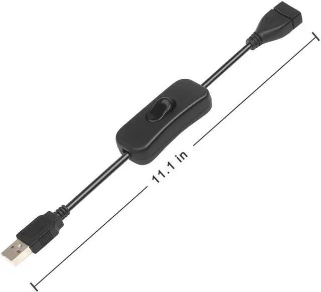 Alt view image 4 of 4 - Electop 2 Pack Male to Female USB Cable with On/Off Switch, USB Extension Inline Rocker Switch for Driving Recorder, LED Desk Lamp, USB Fan, LED Strips