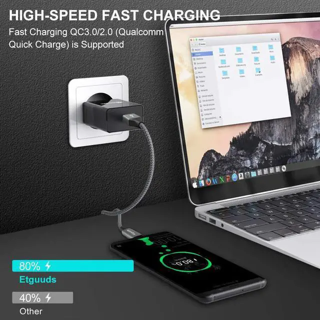 Alt view image 4 of 7 - USB to USB C Cable 1ft 2-Pack Short USB A to Type C Charger Cord Fast Charging for  Galaxy A15 A25 A35 A55 A54 S24 S23 S22 S21 S20 S10 S10E Note 20 10 Moto G for iPhone 16 15