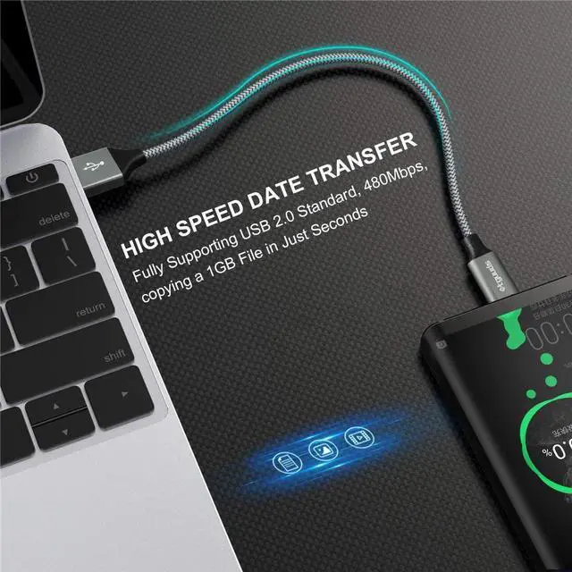 Alt view image 5 of 7 - USB to USB C Cable 1ft 2-Pack Short USB A to Type C Charger Cord Fast Charging for  Galaxy A15 A25 A35 A55 A54 S24 S23 S22 S21 S20 S10 S10E Note 20 10 Moto G for iPhone 16 15