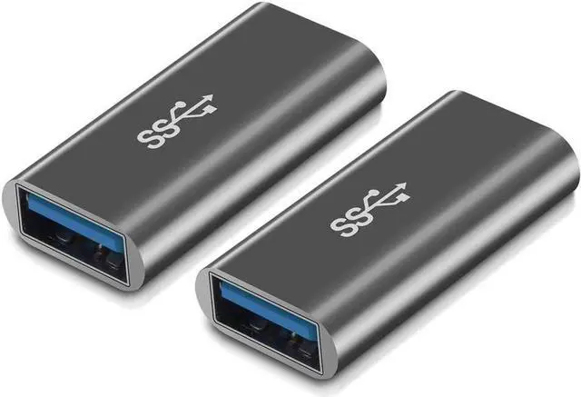 Main image of [2-Pack] Aluminum Type A Female to Female -Connector Converter USB 3.0 Coupler Adapter (Grey)