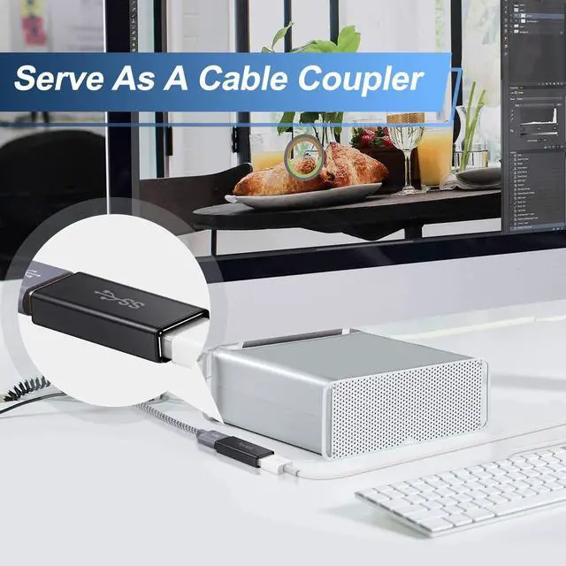 Alt view image 6 of 7 - USB Female to Female Adapter (3-Pack) USB 3.0 Female to Type A Female 3.0 Cable Coupler for Connecting Two USB Male Ends Cord Extension Connector (Black (Upgraded))