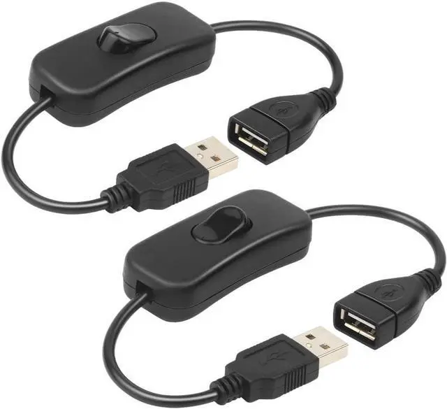 Main image of Electop 2 Pack Male to Female USB Cable with On/Off Switch, USB Extension Inline Rocker Switch for Driving Recorder, LED Desk Lamp, USB Fan, LED Strips