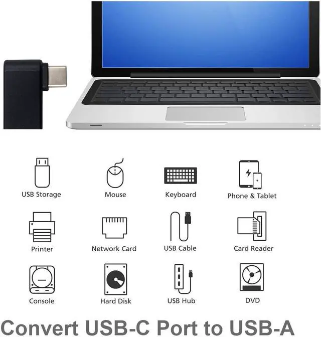 Alt view image 5 of 5 - Duttek USB C to USB 3.0 Adapter Right Angle USB Type C Male to USB 3.0 Female Adapter90 Degree USB C Male to USB 3.0 Female Adapter for MacBookAndroid??Notebook and Other Type-C(Black)