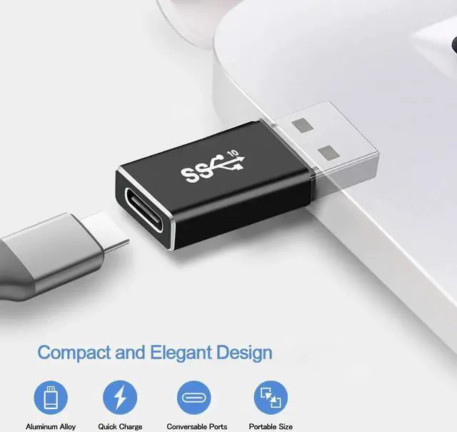 Alt view image 5 of 5 - Electop Updated USB 3.1 GEN 2 Male to Type-C Female Adapter, Support Double Sided 10Gbps Charging & Data Transfer, USB A to USB C 3.1 Converter