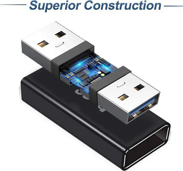 Alt view image 4 of 7 - USB Female to Female Adapter (3-Pack) USB 3.0 Female to Type A Female 3.0 Cable Coupler for Connecting Two USB Male Ends Cord Extension Connector (Black (Upgraded))