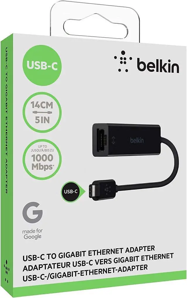 Alt view image 7 of 15 - Belkin F2CU040btBLK USB-C to Gigabit Ethernet Adapter (Also Known as USB Type-C)