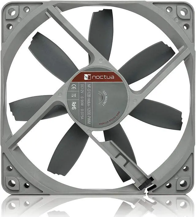 Alt view image 3 of 7 - Noctua NF-S12B redux-1200 PWM, High Performance Cooling Fan, 4-Pin, 1200 RPM (120mm, Grey)