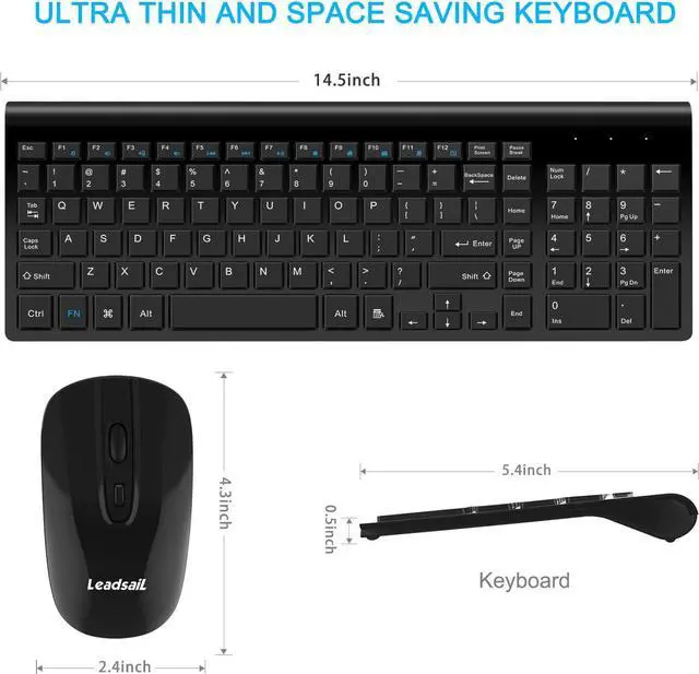 Alt view image 5 of 7 - Wireless Keyboard and Mouse Combo Wireless Mouse and Keyboards Cordless USB Computer Keyboard and Mouse Set, Ergonomic, Silent, Compact Slim for Windows Laptop, Apple, iMac, Desktop, PC