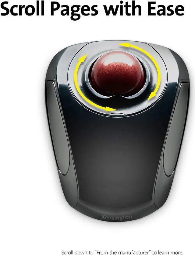 Alt view image 4 of 6 - Orbit Wireless Trackball Mouse with Touch Scroll Ring (K72352US) Black