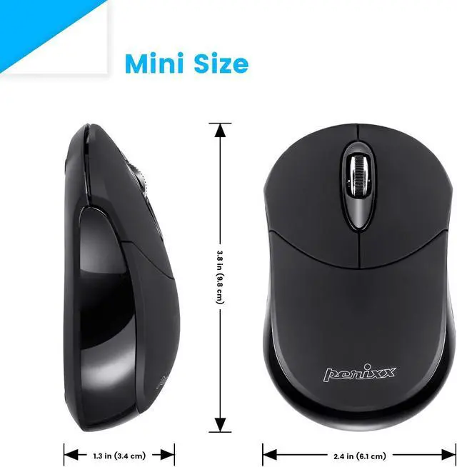 Alt view image 5 of 7 - Perixx PERIMICE-802B Wireless Bluetooth Mouse - Portable Design for Windows, iOS, and Android Tablet - Black Rubber Black