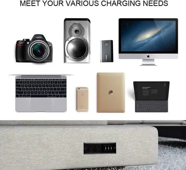 Alt view image 5 of 7 - Conference Recessed Power Strip Socket with USB Ports,Table Power Strip,Desktop Charging Station with 2-Outlets and 3 USB Ports(Max 3.5A)