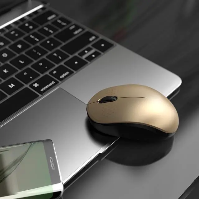 Alt view image 7 of 7 - Wireless Mouse with Nano USB Receiver - Seenda Noiseless 2.4G Wireless Mouse Portable Optical Mice Compatible for MacBook Notebook PC Laptop Computer - Black & Gold