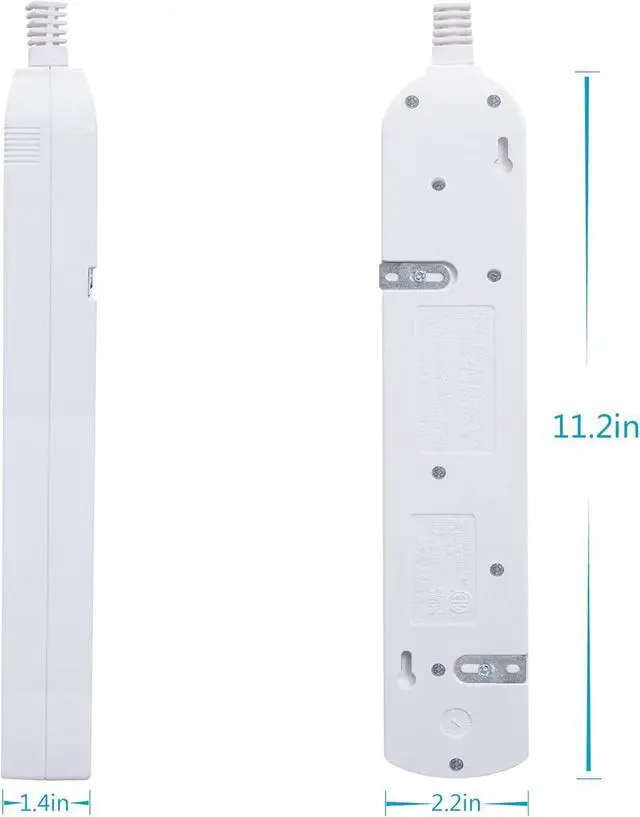 Alt view image 3 of 7 - KMC 6 Outlet Power Strip with Multi-Outlet Independent Switches, Overload Protector,4-Foot Cord