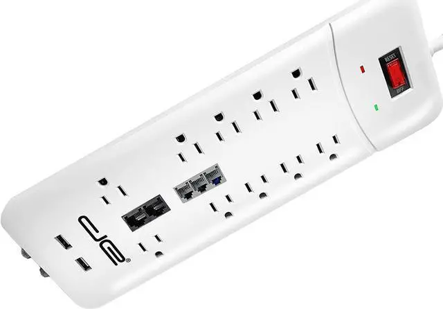 Alt view image 4 of 5 - Digital Energy 10-Outlet Straight Plug 4050 Joules Heavy Duty Surge Protector (8 FT, WHT)