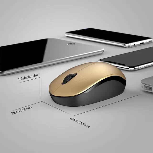 Alt view image 6 of 7 - Wireless Mouse with Nano USB Receiver - Seenda Noiseless 2.4G Wireless Mouse Portable Optical Mice Compatible for MacBook Notebook PC Laptop Computer - Black & Gold