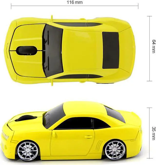 Alt view image 6 of 6 - FASBEL for CL Racing Sports Car Mouse Wireless Mice Computer Laptop PC Optical Mouse (Yellow)