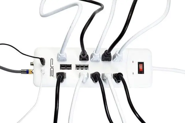 Alt view image 3 of 5 - Digital Energy 10-Outlet Straight Plug 4050 Joules Heavy Duty Surge Protector (8 FT, WHT)