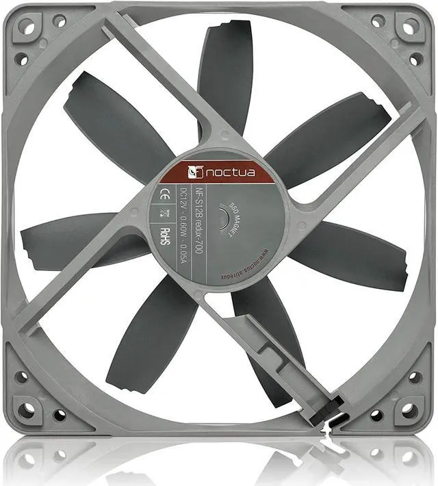 Alt view image 3 of 7 - Noctua NF-S12B redux-700, Ultra Quiet Silent Fan, 3-Pin, 700 RPM (120mm, Grey)