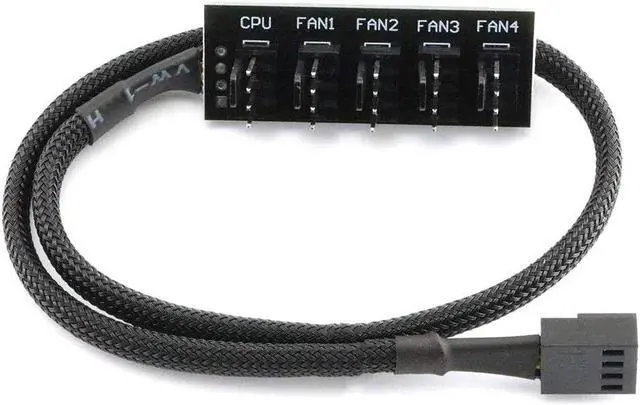 Main image of Endlesss PWM Fan Hub Splitter 4 Pin Black Sleeved 1 to 5 Way PC CPU Cooling Case Fan Splitter Hub Adapter Cable for Computer Cooler Case Fans 4-Pin & 3-Pin 14 Inches (1 Pack)