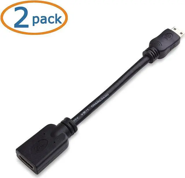 Alt view image 3 of 7 - 2-Pack Mini HDMI to HDMI Adapter (HDMI to Mini HDMI Adapter) 6 Inches with 4K and HDR Support for Raspberry Pi Zero and More