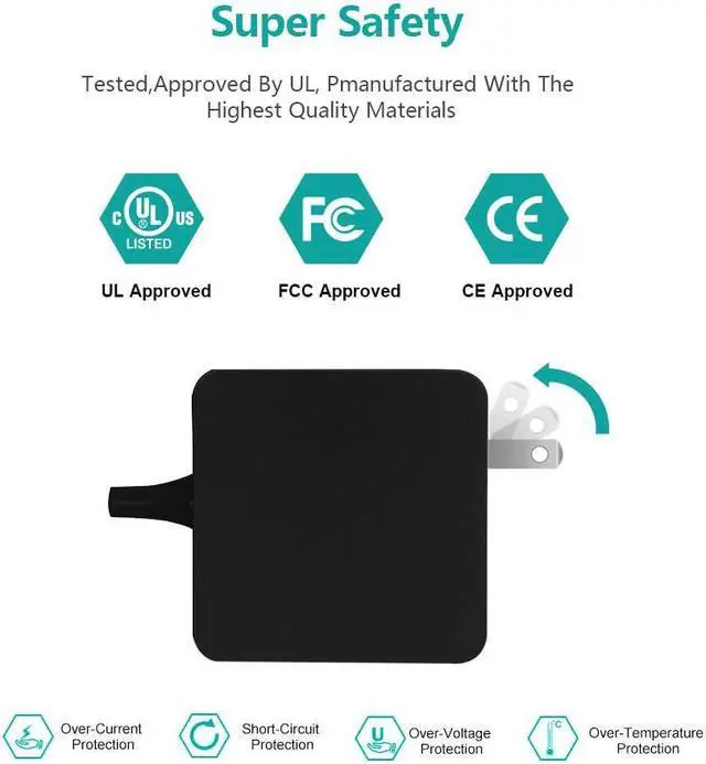 Alt view image 2 of 5 - 65W USB Type C AC Charger Fit for Lenovo ThinkPad T490 T490s T495 T495s T590 X390 X395 X380 Yoga L380 L390 L490 L590 E480 E580 E490 E495 E590 E595 P43S P53S P51S P52S Laptop Power Supply Adapter Cord
