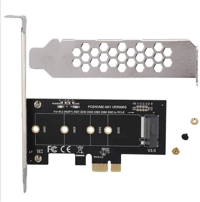 Alt view image 3 of 5 - NVME M.2 SSD M Key to PCI-e 3.0 x1 Host Controller Expansion Card,Supports M2 NGFF PCI-e 3.0, 2.0 or 1.0, NVME or AHCI, M-Key, 2280, 2260, 2242, 2230 Solid State Drives with Low Profile Bracket