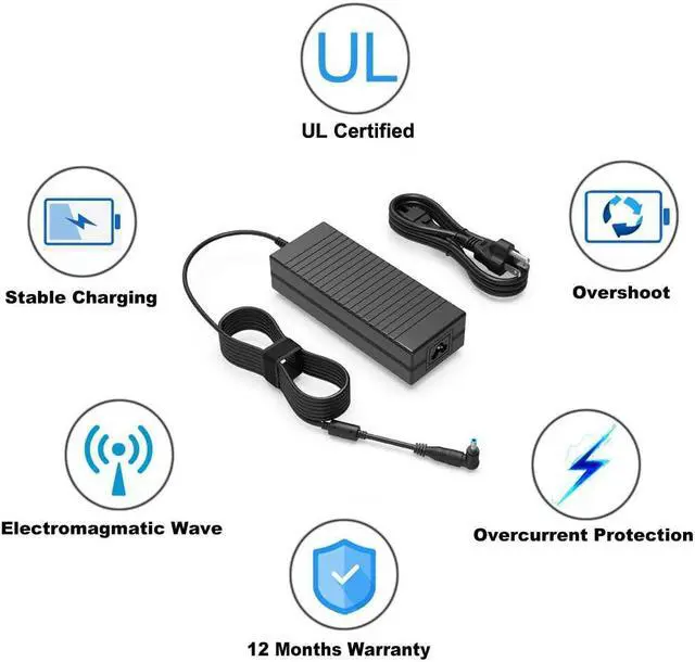 Alt view image 4 of 6 - 150W AC Charger Fit for HP Zbook 15v G5 Mobile Workstation Notebook PC Laptop Power Supply Adapter Cord
